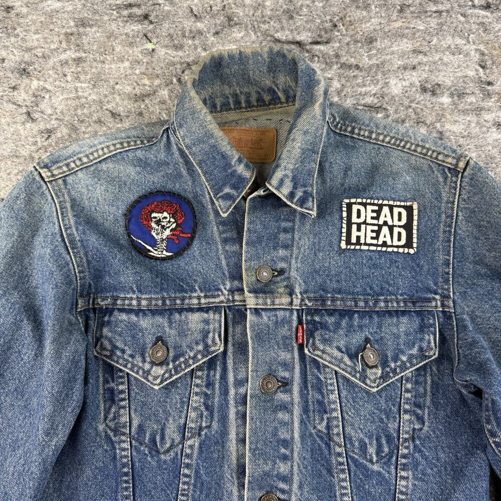 Vintage Levis Jacket Blue Denim Trucker Patch 71205 0217 Made USA Sz 36L WPL 423 - Picture 2 of 16